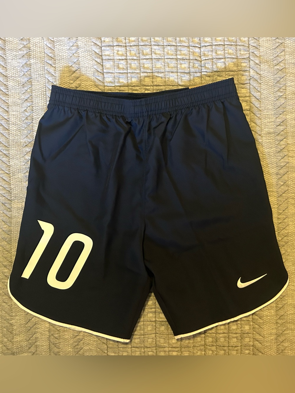 Nike Men’s Black Athletic Shorts with White Trim and Number 10